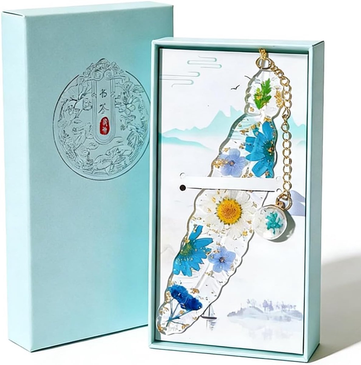 Boekenlegger set met gedroogde bloemen - cadeauverpakking - gepersonaliseerd - elegant lezen - ShopVlot