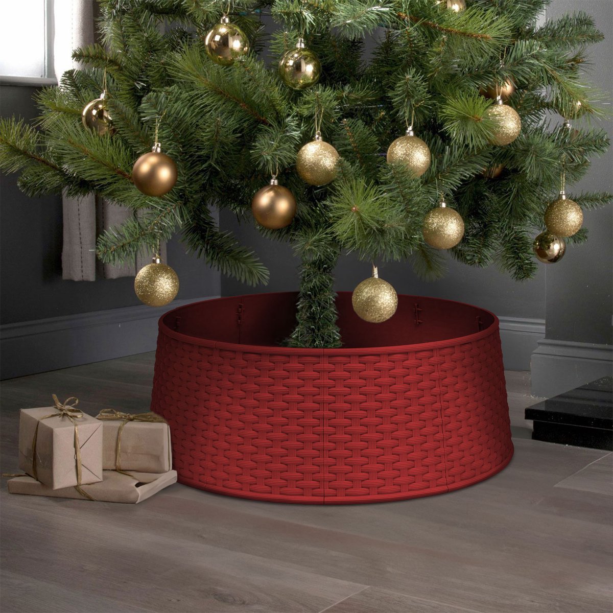 Kerstboomhuls voetstuk - rood, kunststof - 65 x 23 cm 1 Stuks [58556C]