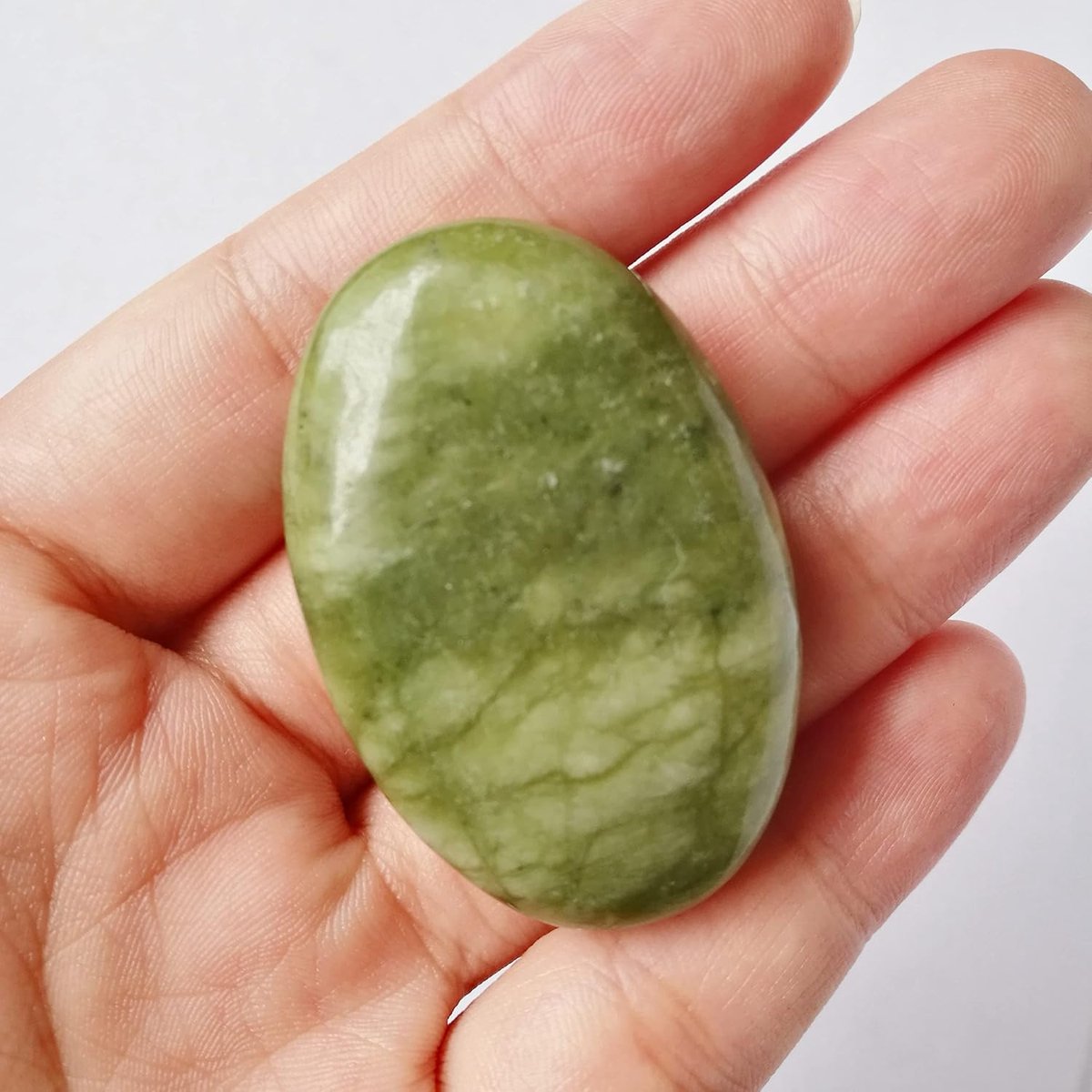 Massage stenen mini ovalen palmzak - groene jade - healing crystal voor ontspanning - ShopVlot