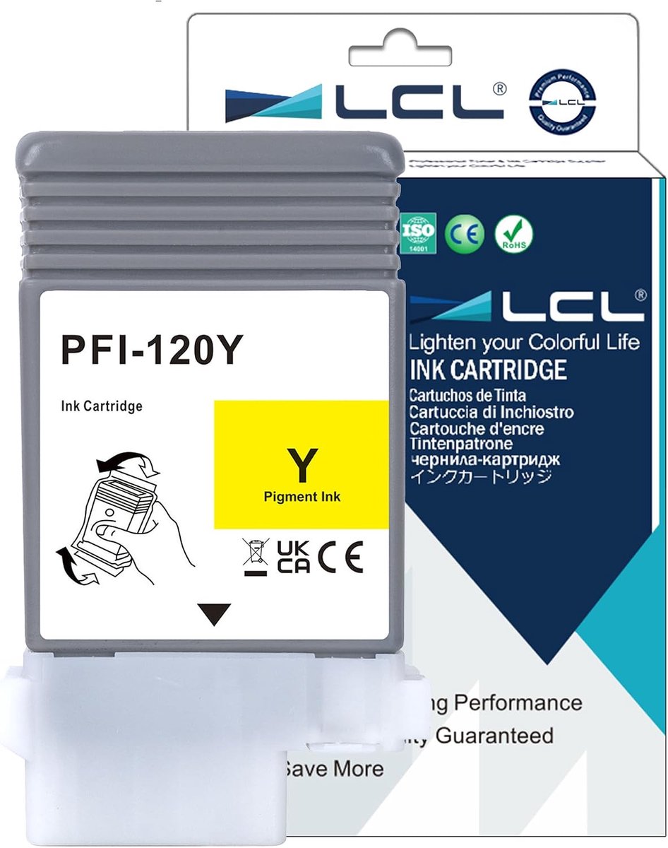 Inktcartridge LCL NEUCNPFI-120/Y - Geel - Compatibel - Hoge afdrukkwaliteit - ShopVlot