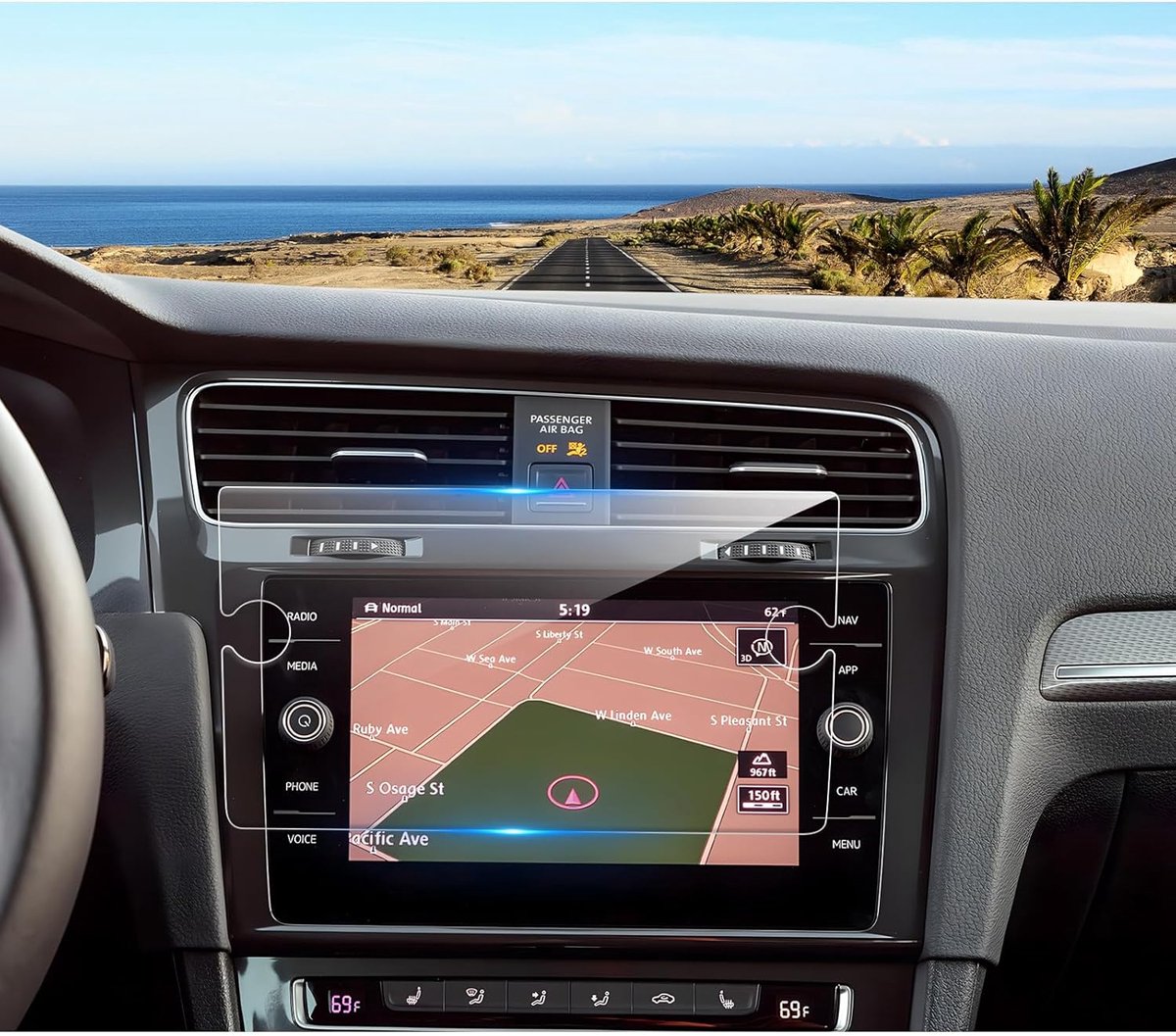 SnelShoppen - Navigatie Beschermfolie Compatibel met VW Golf 7 7.5 2016 2017 2018 2019, 8 Inch Tempered Glas Screen Protector, 9H Krassenbestendig GPS