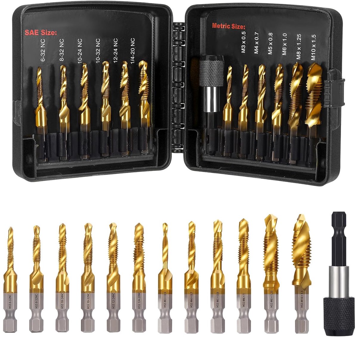 Draadboor Set 13 Stuks - M3-M10 en 6-32NC tot 1/4-20NC - HSS Staal - Voor Precisiebewerking van Metaal - ShopVlot