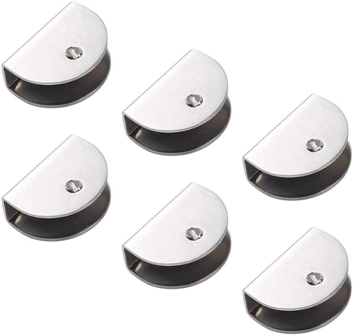 Glasplank houders 6 stuks - verstelbare RVS muurbeugels - halfcirkelige glas klemmen - geschikt voor 12mm glas - ShopVlot