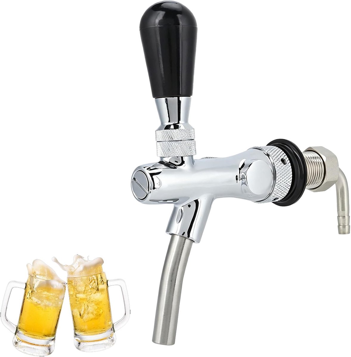Biertapkraan G5/8 - chroom - verstelbare tapkop - ideaal voor bierkoelers - ShopVlot