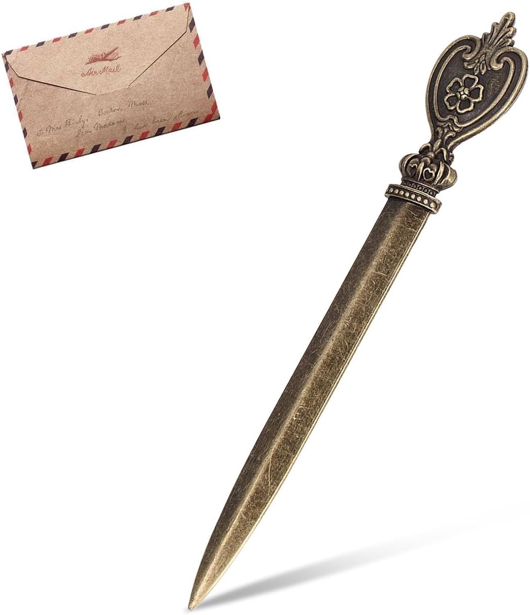 Briefopener 12,7cm - koperkleurig met metalen lemmet - elegant design - ideaal voor thuis of op kantoor - ShopVlot