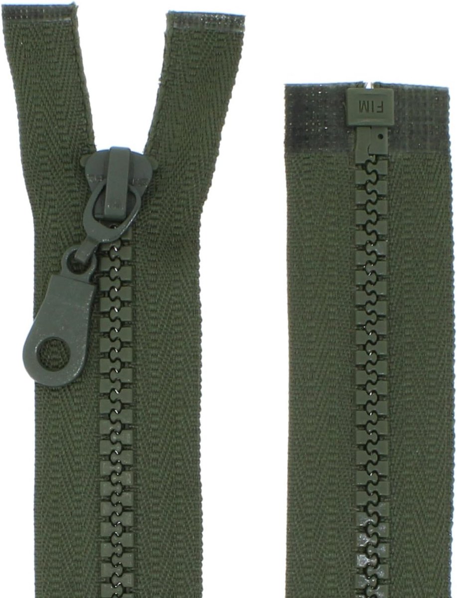 Zip for jackets, plastic, plastic, zip, divisible (olive green, 75 cm) - ShopVlot