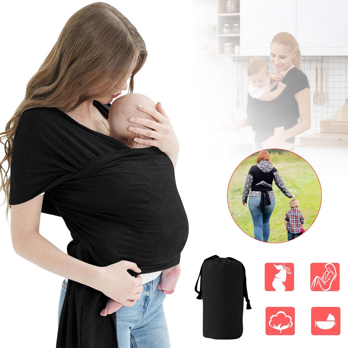 Merلوze Baby Draagdoek - Comfortabel & Ademend voor Prematuren & Baby's