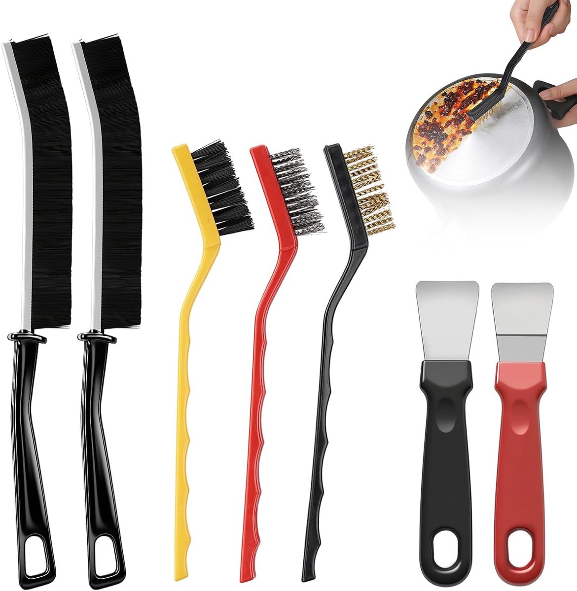 Multifunctionele reinigingsborstelset 7-delig - ijzer, koper, nylon - krachtige vuilverwijdering - ShopVlot
