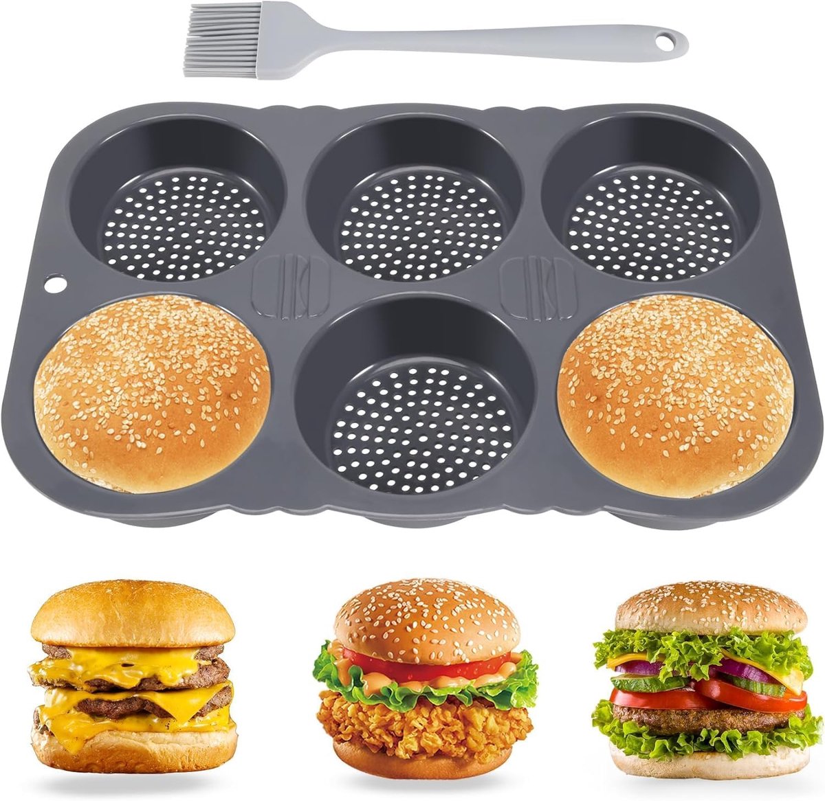Hamburgerbroodvorm 10 cm - siliconen - hittebestendig - ideaal voor brood en muffins - ShopVlot
