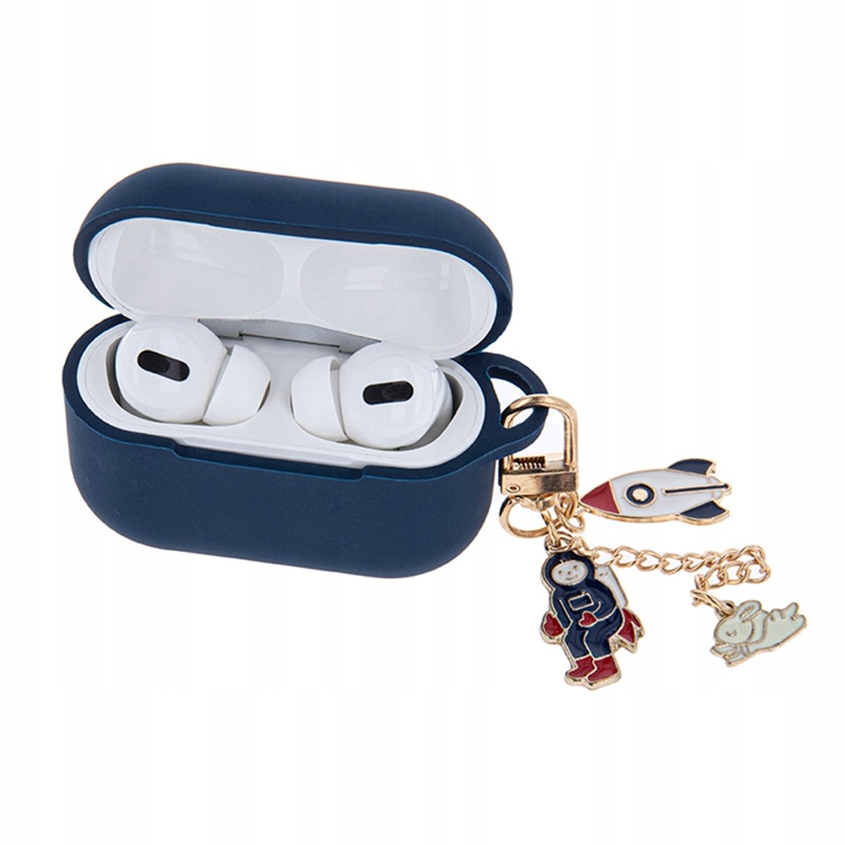 Siliconen Hoesje voor AirPods 1/2 met Sleutelhanger - Marineblauw