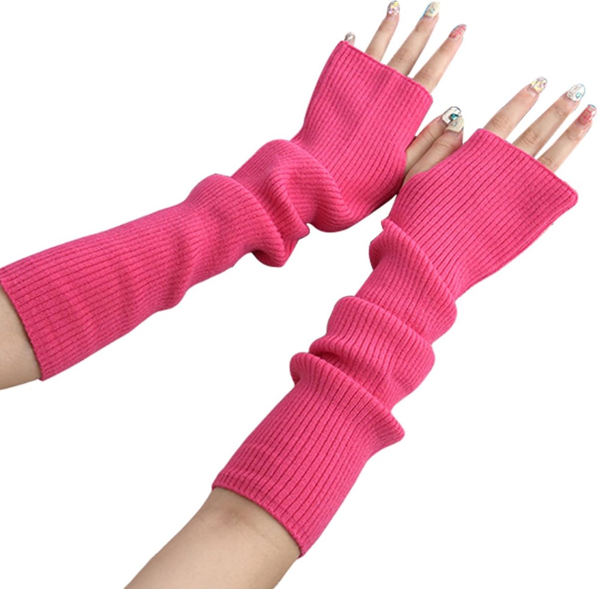 Vrouwen winter armwarmers - gebreide handschoenen - lange vingerloze polswarmers - SnelShoppen