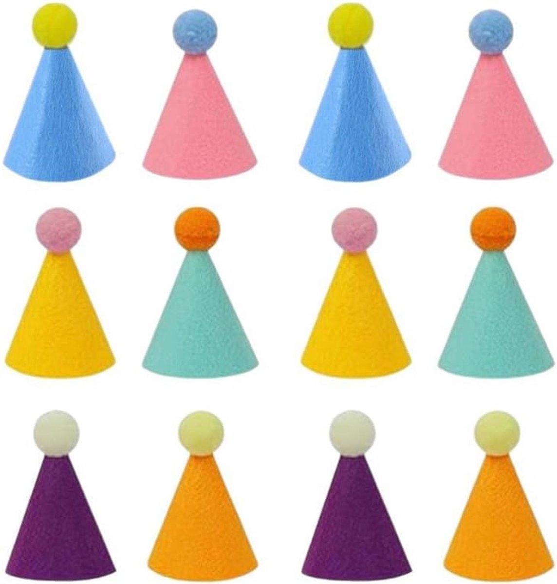 miniatuurfeesthoeden 6 stuks - polyester kegelvormig - voor dierenverjaardagen - vrolijke decoratie - SnelShoppen