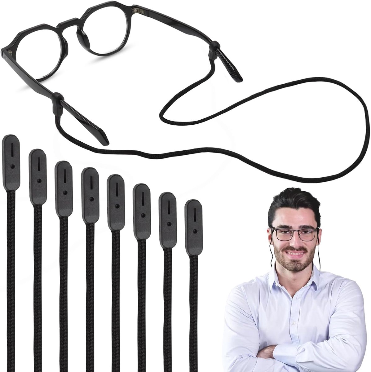 Zonnebril bandje - set van 8 - silicone zonder staart - ideaal voor sporten - SnelShoppen