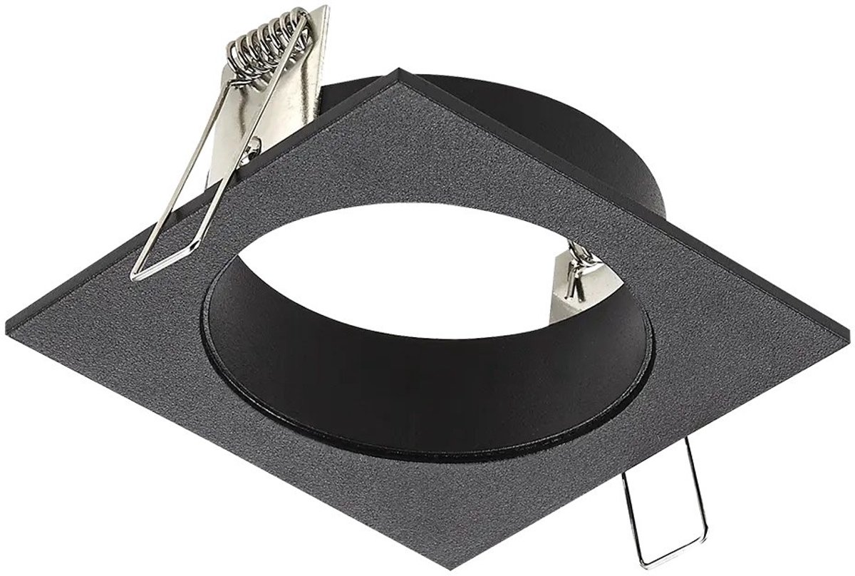 Zoom plafondspot met vierkante basisplaat in satijnzwart aluminium, voor 1x GU10 (excl. lichtbron), 95x95 mm