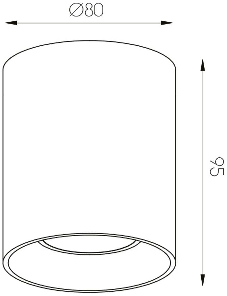 Barbara ronde plafondlamp in wit, diameter 80 mm, hoogte 95 mm, voor 1x GU10 (excl., max. 50W), IP20
