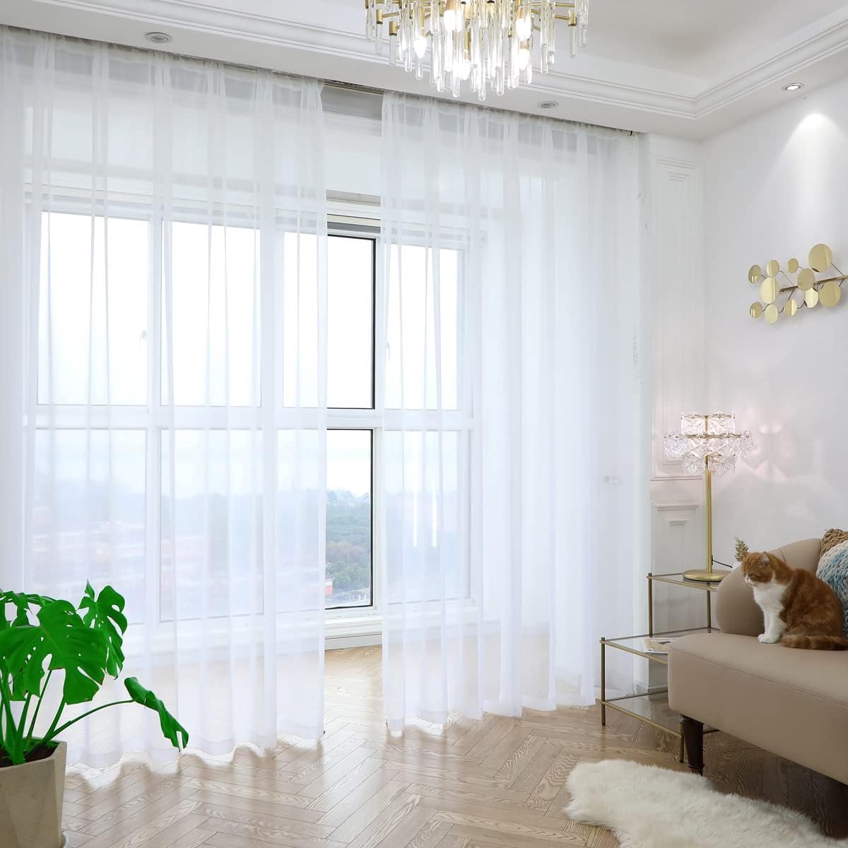 Gordijnen 84 Inch - Transparant Voile - Lichtdoorlatend - Voor slaapkamer of woonkamer - SnelShoppen
