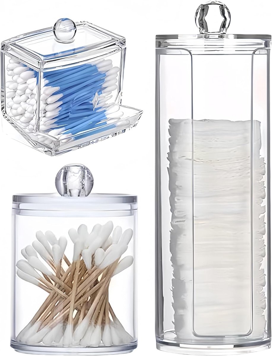 Cosmetic organiser D2 - transparant - katoenpad dispenser - handig voor badkamer - SnelShoppen