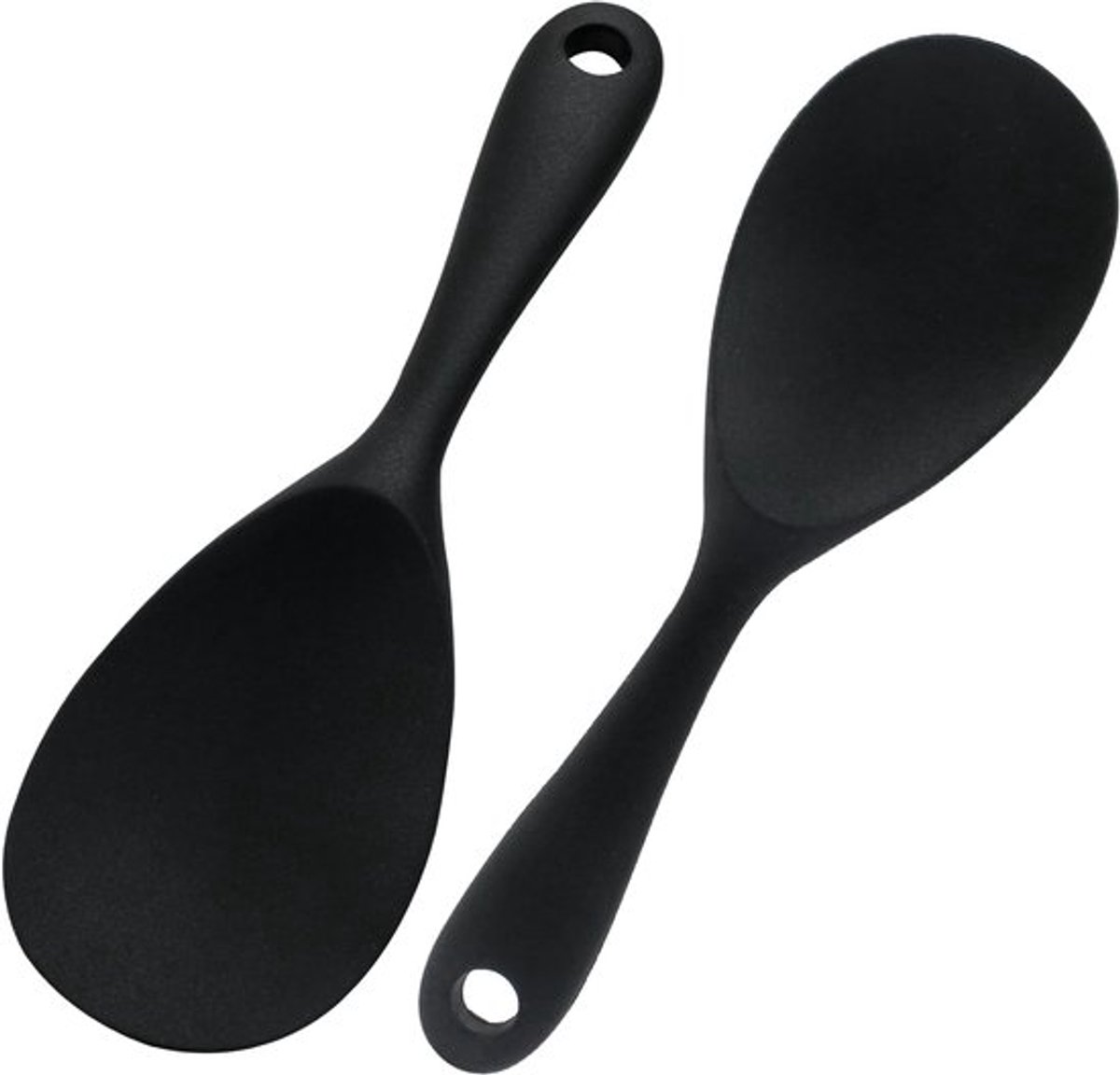 2 stuks Zwarte siliconen rijstlepel - kooklepel - zwarte siliconen lepel - roeren, keuken - antiaanbak siliconen lepel - roerlepel - kooklepel - keuken roerlepel - Siliconen Rijstlepel - rijstlepel