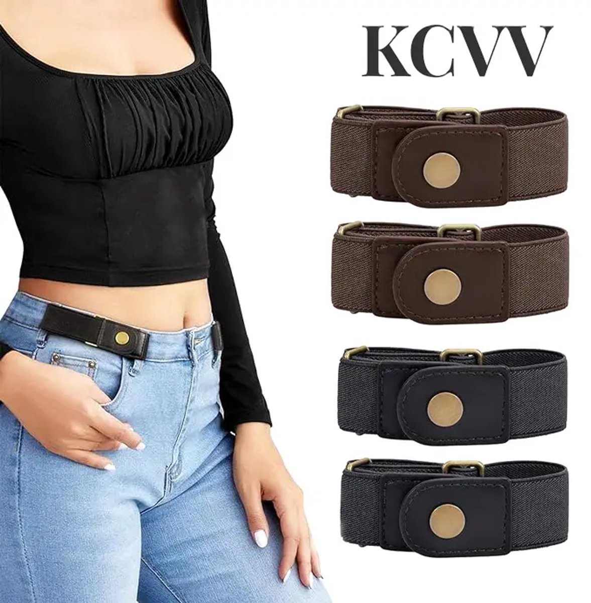 Gesploze riem heren-gesploze riem- 2 paar verstelbare elastische zijbanden - comfortabel, geen uitstekende delen - discreet voor jeans, vrijetijdskleding en alledaagse casual looks - zwart en bruin