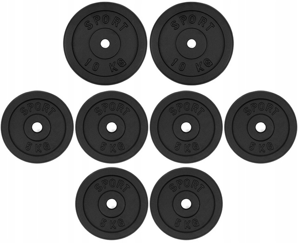 Merkloos Gietijzeren Gewichtset 50kg - 2x10kg & 6x5kg - 31mm