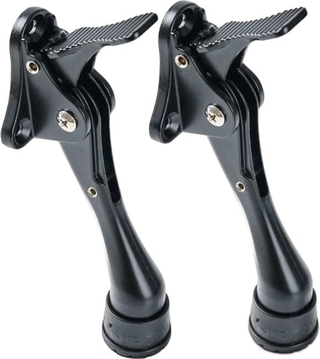 (2 stuks - zwart) One Touch Kickdown Deurstopper, Deurhouder, Zware deurstoppers, Onderkant van de deur, in hoogte verstelbare rubberen tips van Meubelaccessoires, Deurstoppers, met rubberen tip Veerhendel Schroeftype