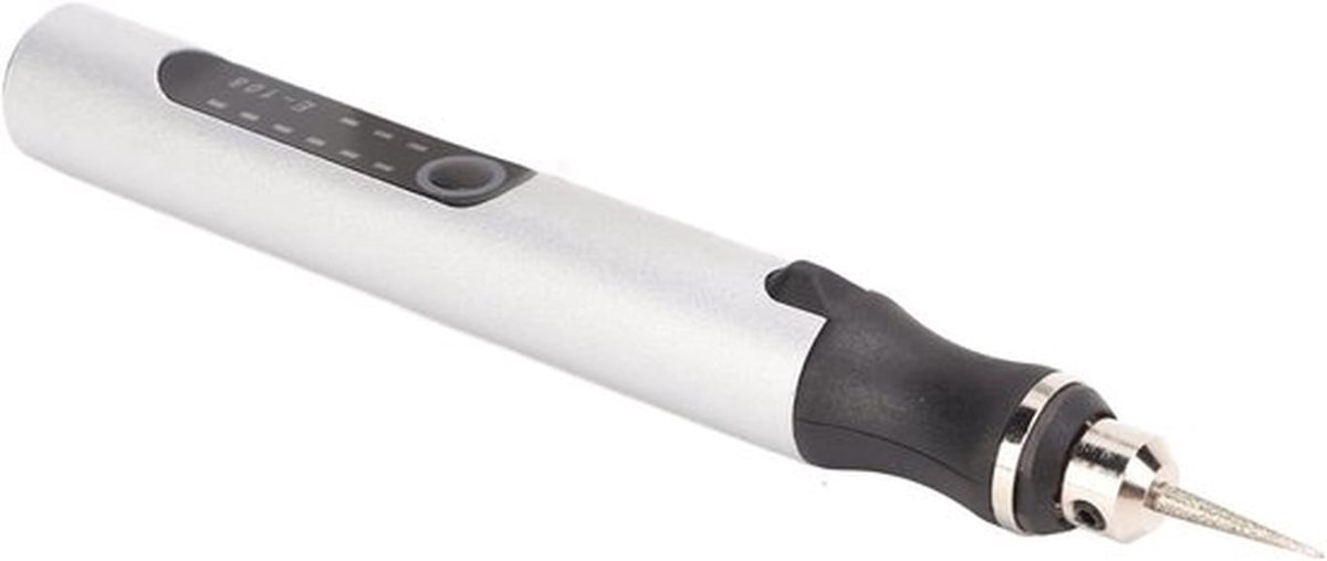 Elektrische Graveerstift - Mini Slijpmachine - Gedetailleerd Graveren - Draadloos en USB Oplaadbaar - Compact Ontwerp - Zilverkleurig