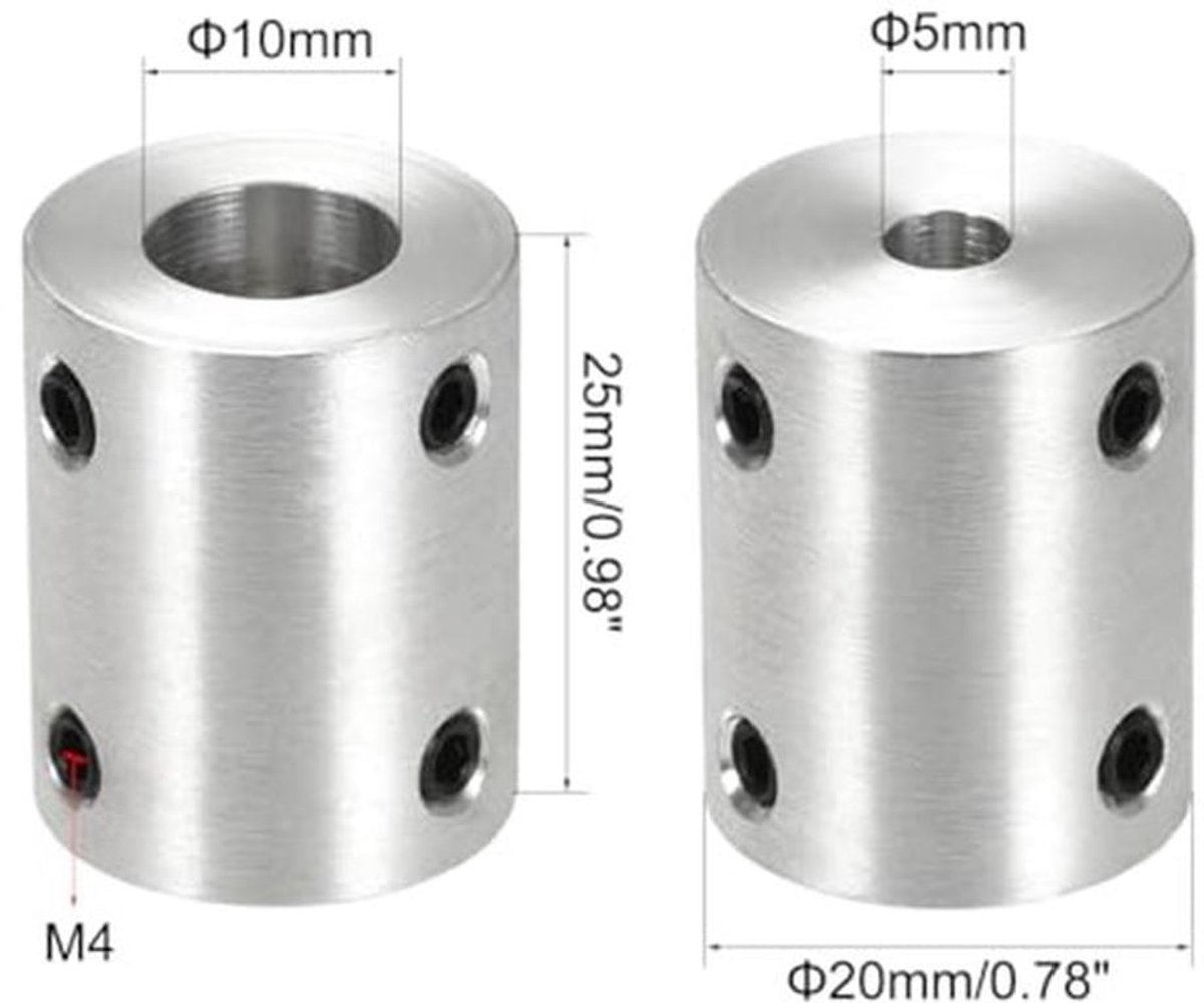 Stijve asverbinding van 5 mm tot 10 mm, koppeling 25 mm, lengte 20 mm, diameter met schroeven, aluminium legering plug, motoraccessoires, 2 stuks