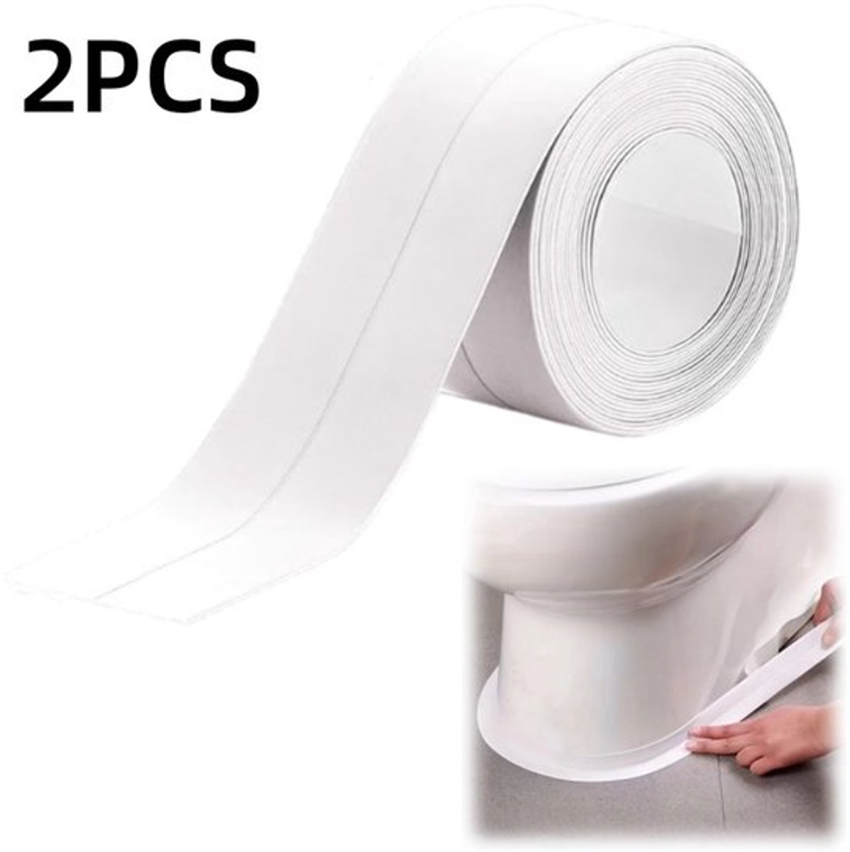 2 stuks-Afdichtingsstrips - voegband - waterdichte kit - toiletbrilhoezen - woondecoratie - geschikt voor keukens, badkamers, wastafels, vloeren, toiletdecoratie - wit - 3,8*320 cm