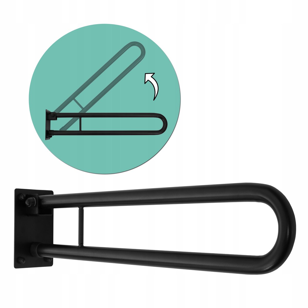 Klapbare Douchebeugel 60cm - Zwart, Merkloos