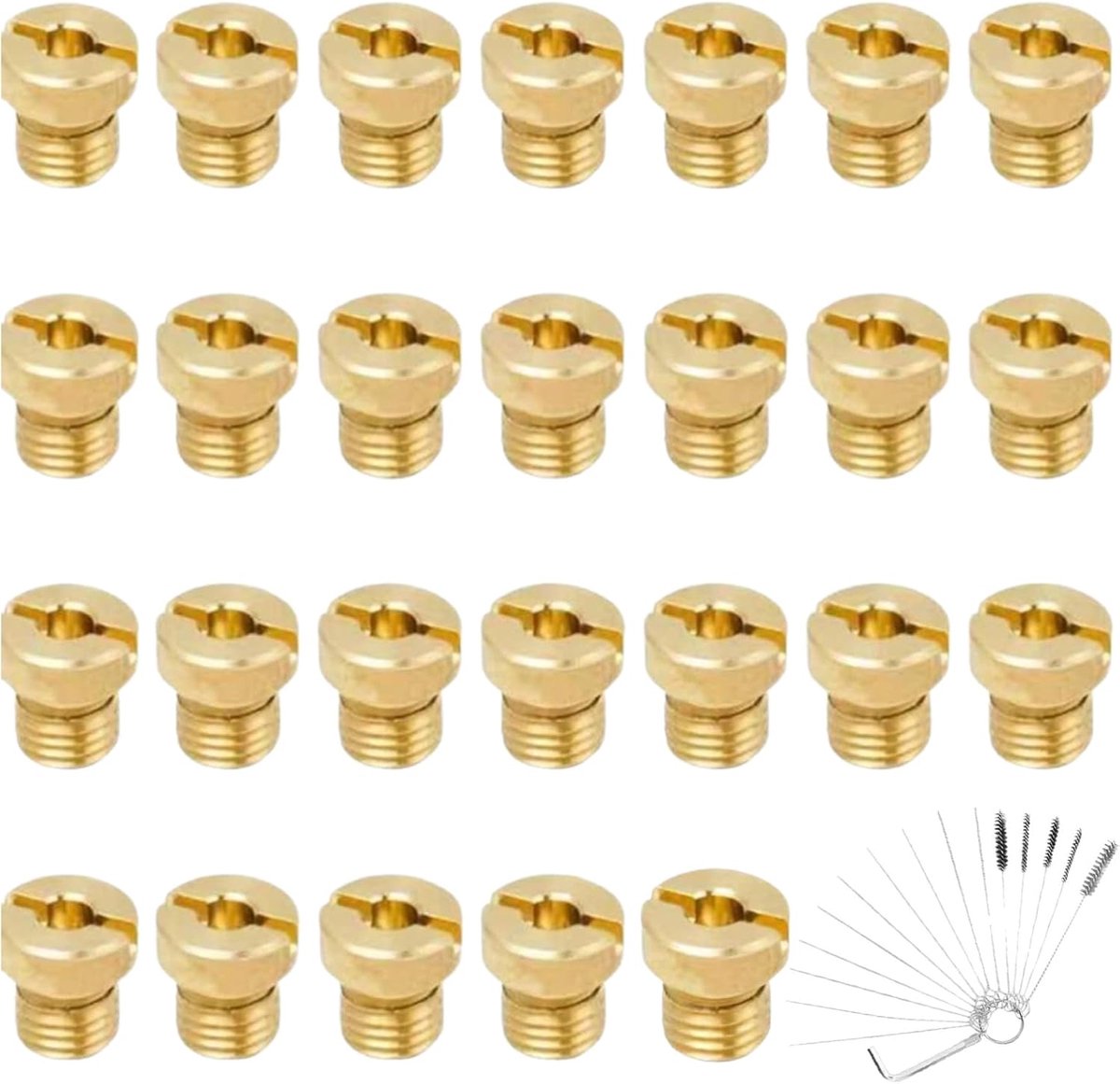 25pcs M5 Carburetor Nozzle Set 55-115 - Brass Main Nozzles with 15 Cleaning Needles - ShopVlot