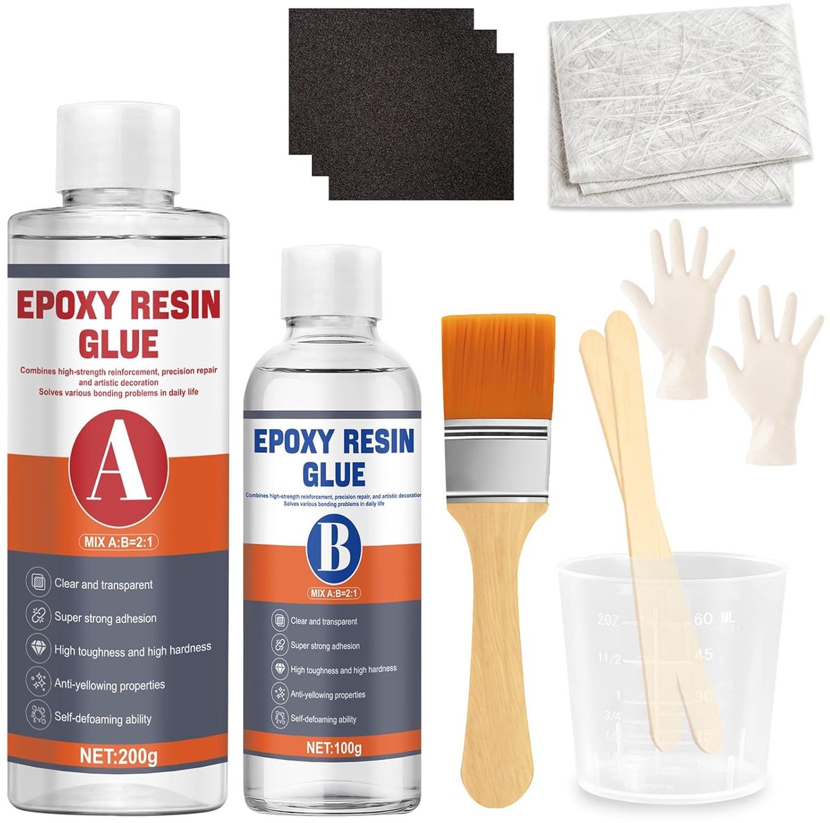 Fibreglass Repair Kit Including 1 m² Fiberglass Mat, Polyester Resin and Hardener for Vehicle Repair Ships, Bathtubs - ShopVlot