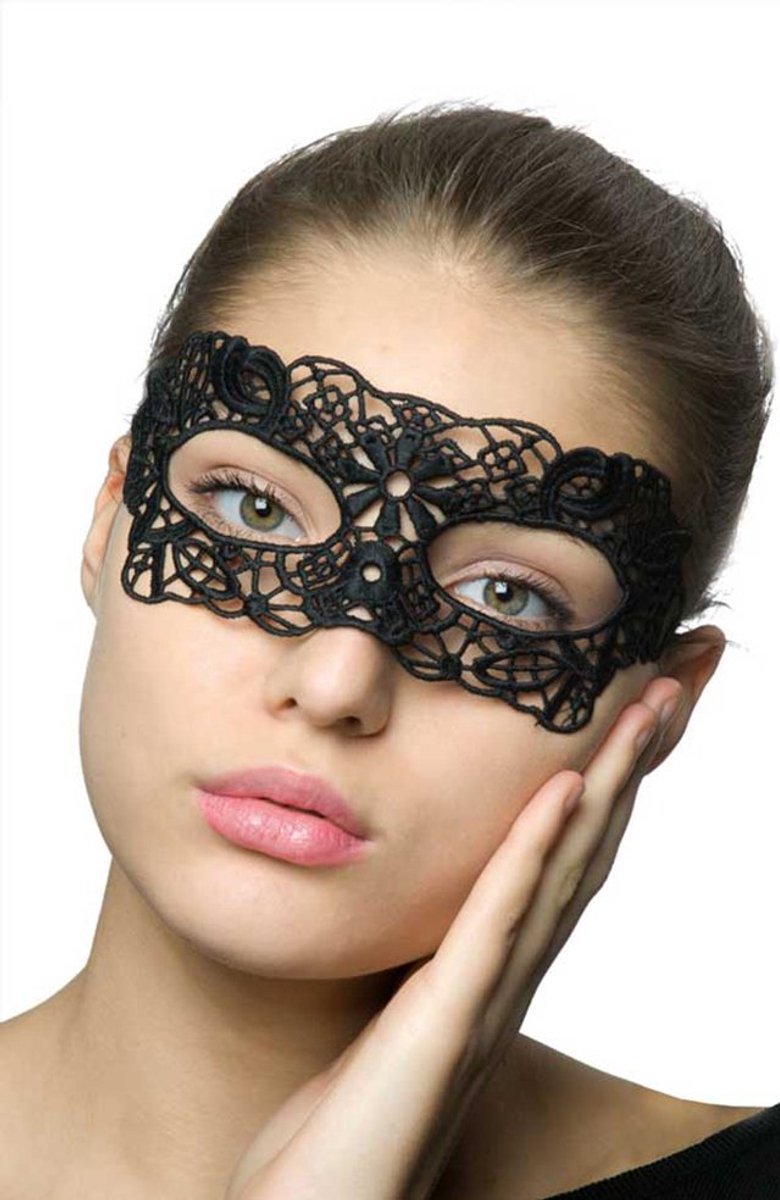 Kanten Oogmasker Zwarte Bloem - Masker voor carnaval