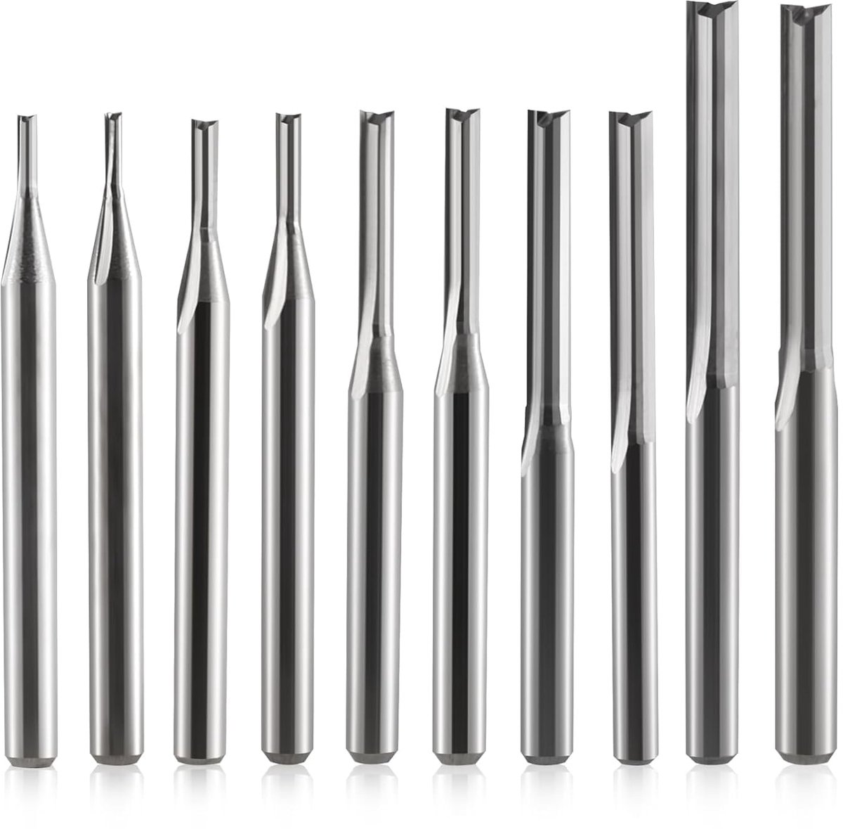 1/8 Inch Shank CNC Milling Cutter 2 Grooves Straight Slot Milling Bits Set Cutting Edge Diameter (1.0mm 0.3cm 0.3cm - ShopVlot