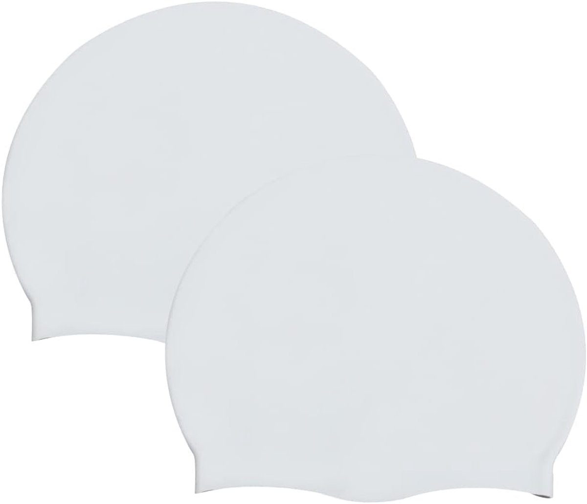 Siliconen Badmutsen - Zwemmutsen Set - Bescherming bij Zwemmen - Anti-slip Patroon - 2 stuks - Wit