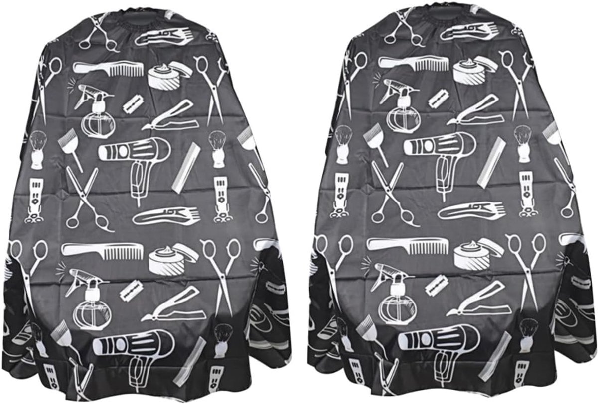 Kappersmantel Set - Haarsjaal Cape - Kapper Thuiskapsels - Waterdicht Nylon Materiaal - 160x140cm - Zwart