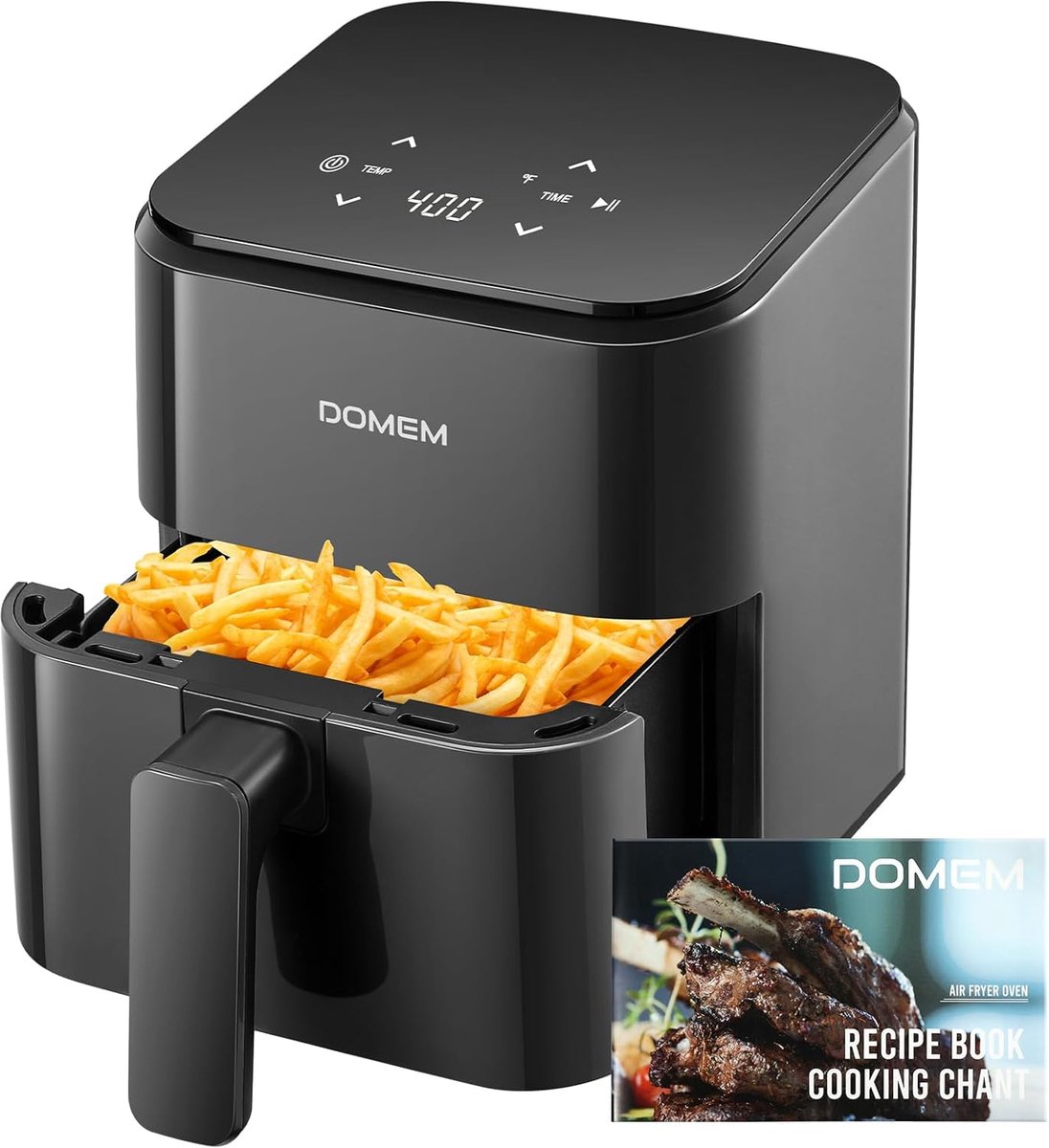 Compacte Luchtfriteuse - Kleine Airfryer - Gezond Koken - Eenvoudig Touch Display - 3 Kwarts - Zwart