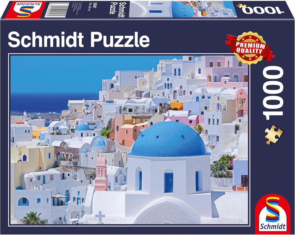 Legpuzzel Santorini - Kykladische eilanden - Ontspanning thuis - 1000 stukjes - 69 x 49 cm - Kleurrijk