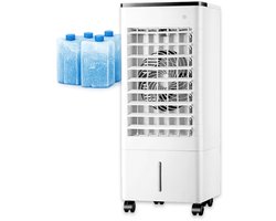 DreamGoods Aircooler met Koelelementen - 3-IN-1 Mobiele Luchtkoeler - Koelen, Ventileren - Incl. 4 Ice Packs - 6L Waterreservoir - Aircooler met Water of IJs - Airco - Ventilator - Torenventilator - Tafelventilator