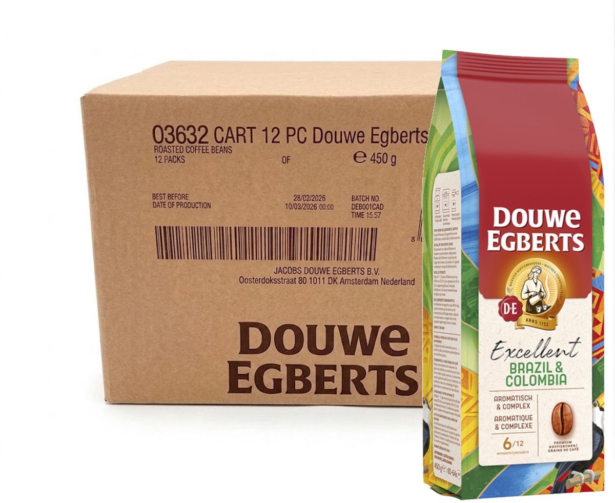 Douwe Egberts Excellent Brazil & Colombia - Multipack - Koffiebonen - 5400g (12x450g)
