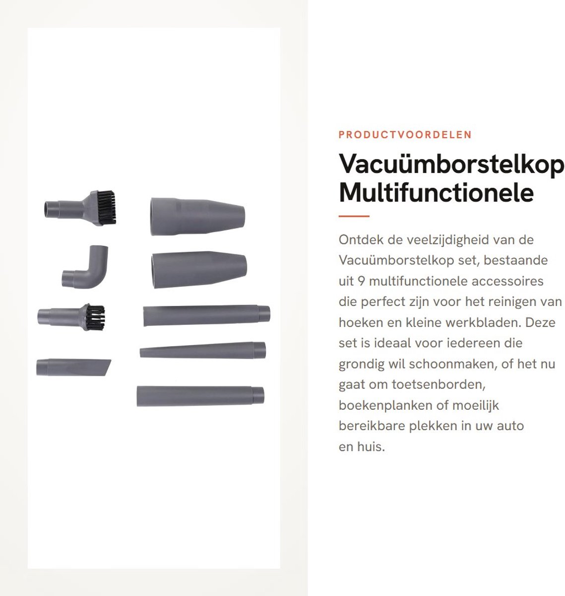 Dailygoods - Vacuümborstelkop - Multifunctionele stofzuiger accessoires - Universele nozzle set - 9st - Hoekborstel set - Geschikt voor hoeken en klei...