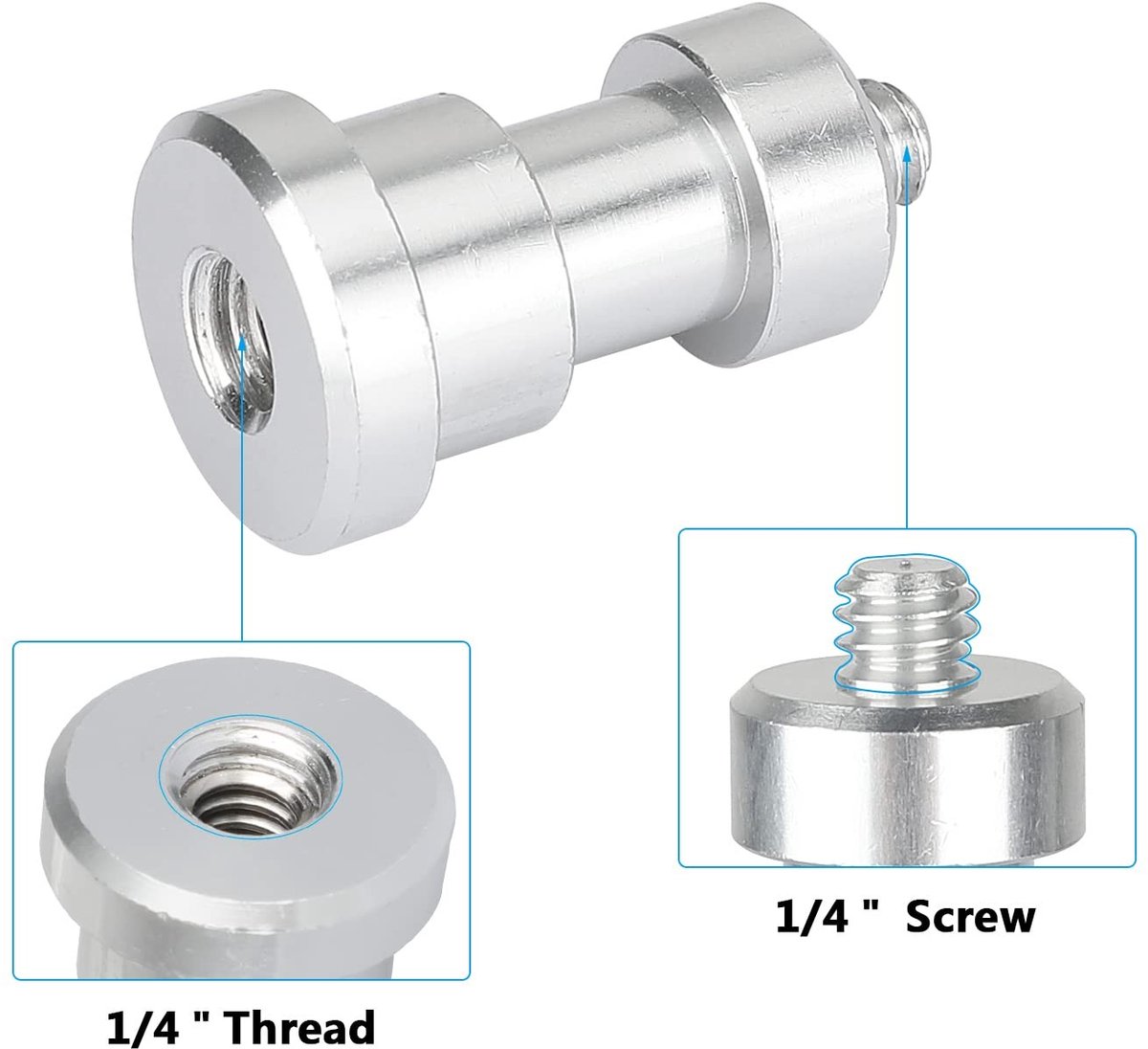 Dailygoods - 1/4"-20 Schroefadapter Buitendraad naar Binnendraad (5 stuks)