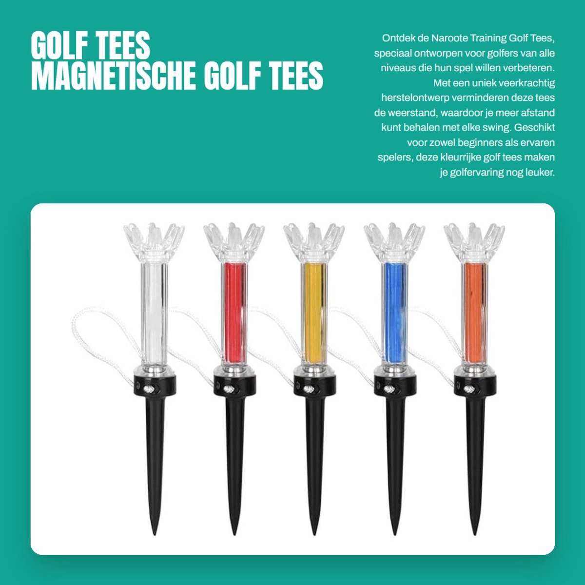 Dailygoods - Golf Tees - Magnetische Golf Tees - Verhoog je Afstand - Multi-color - Golfaccessoires - Geschikt voor Beginners - Outdoor Fun