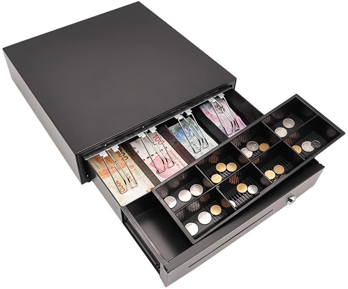 Kassalade - Geldlade - Geld Beheer - Verplaatsbare Muntvakken - 40.5x42x10cm - Zwart