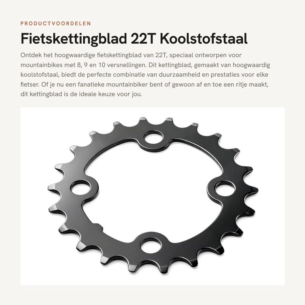 Dailygoods- Fietskettingblad 22T - Koolstofstaal - 64 mm BCD - 8/9/10 Versnellingen - Slijtvast - Uniek Tandvormontwerp - Kettingblad