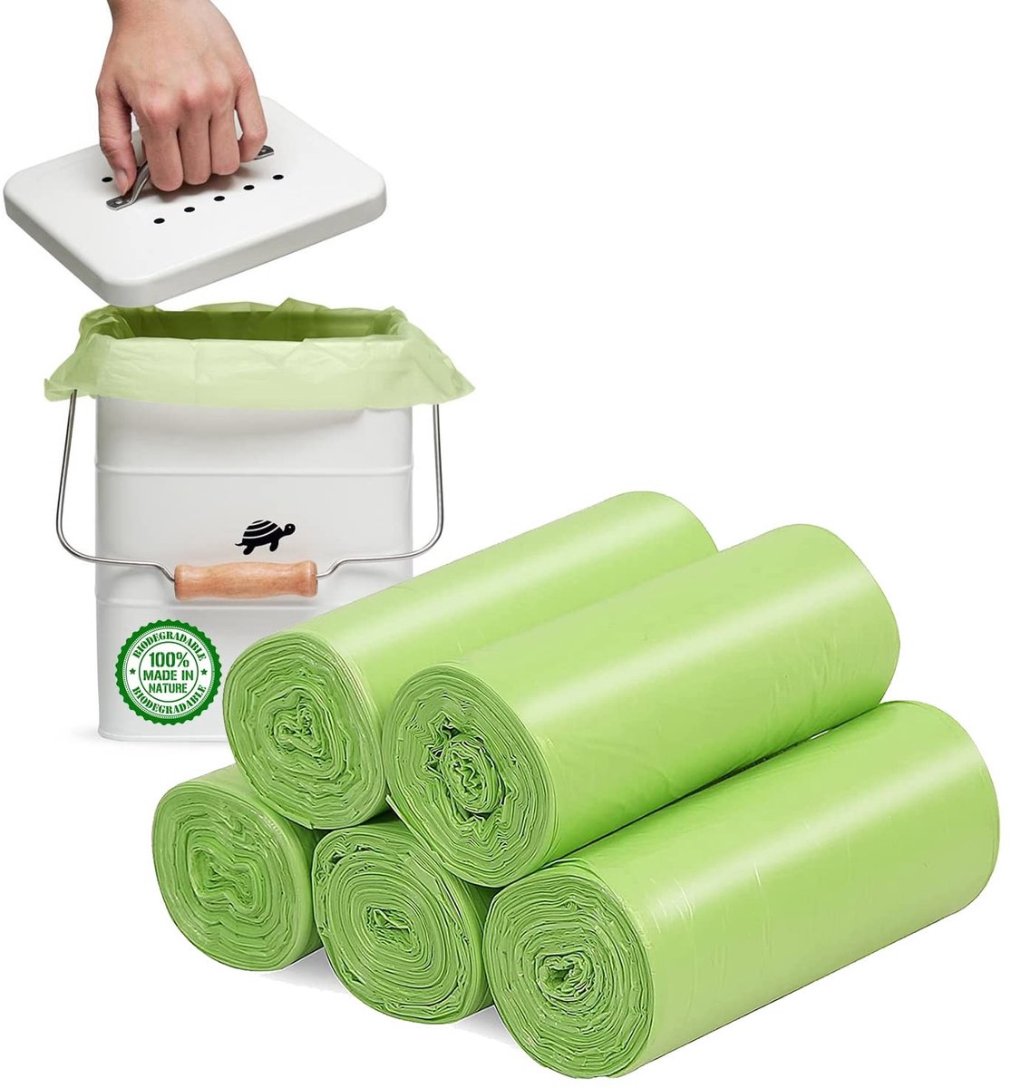 Dailygoods- Vuilniszak Biologisch Afbreekbaar 15L - 100 Tellingen - Dikke Composteerbare Zak - Geschikt voor Kleine Vuilnisbakken - Sterke Treksterkte - Milieuvriendelijk - Afvalzak