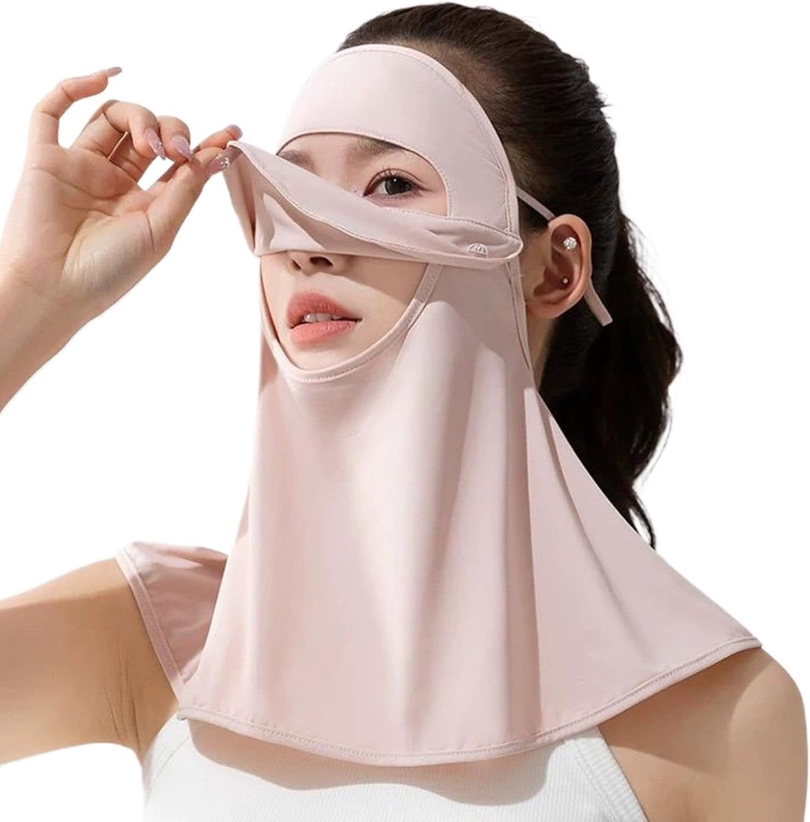 Gezichtsmasker Zonbescherming - UV Werend - Buitenactiviteiten - Verstelbare Oorbanden - 28x25x1cm - N.v.t.
