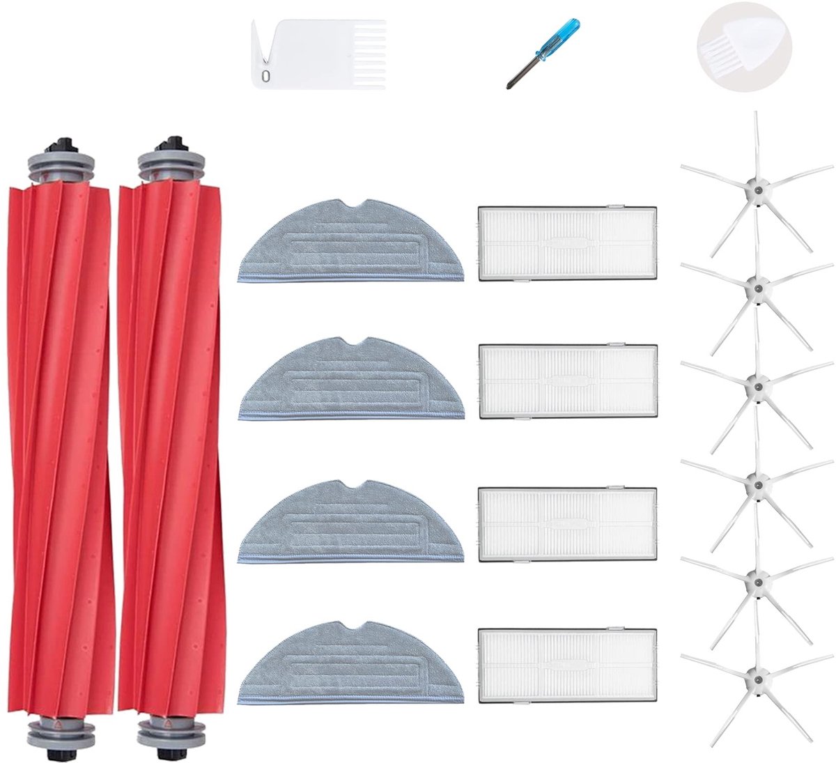 Dailygoods- Reserveonderdelenset voor Roborock S7 - 4 Filters - 6 Zijborstels - 4 Dweildoeken - 1 Hoofdborstel - Reinigen met hoge wateropname - Robotstofzuiger