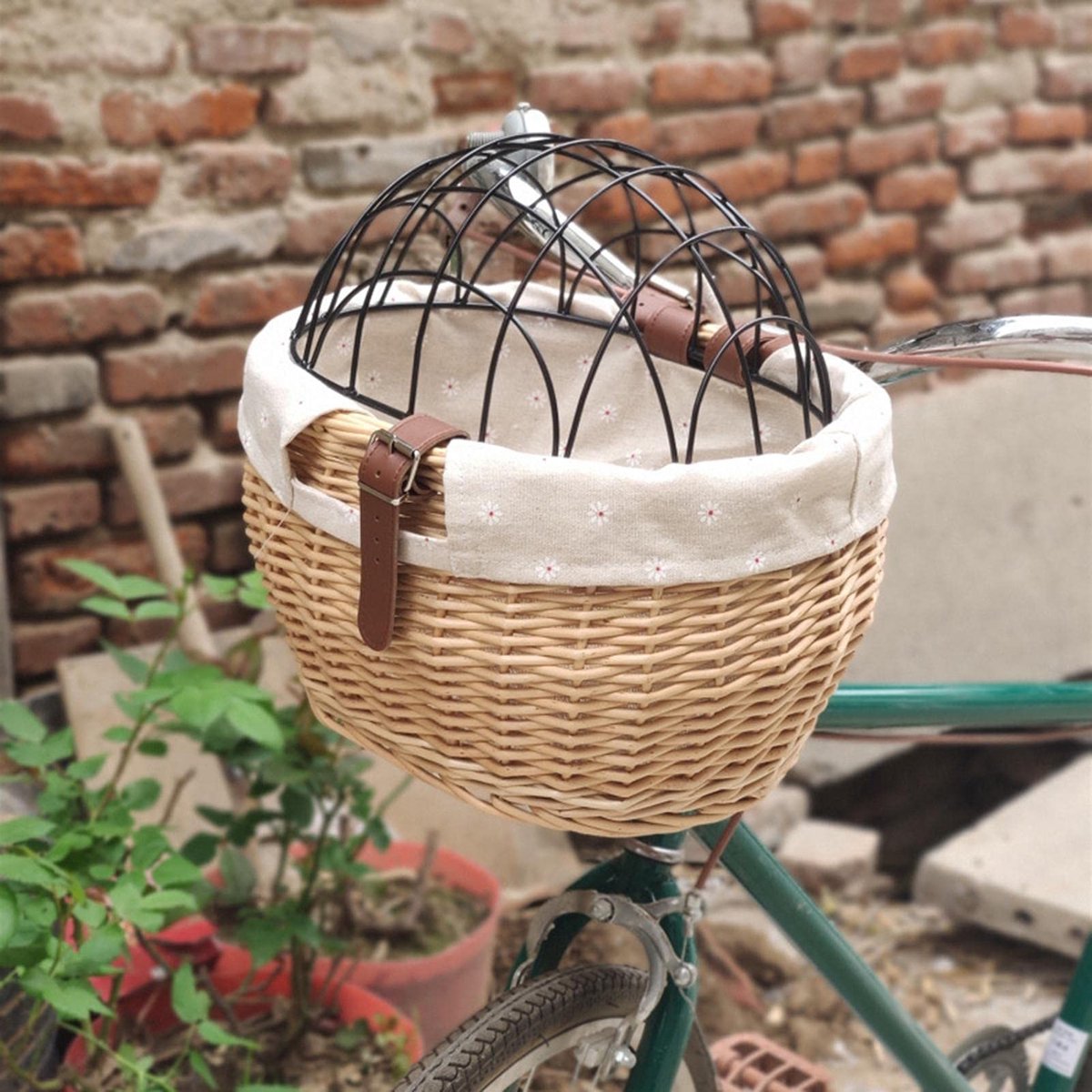 Dailygoods- Fietsmand - Handgeweven Rieten Fietsmand - Huisdier Mand - Waterbestendig - Verstelbare Riem - Eenvoudig te Installeren - Huisdierdrager