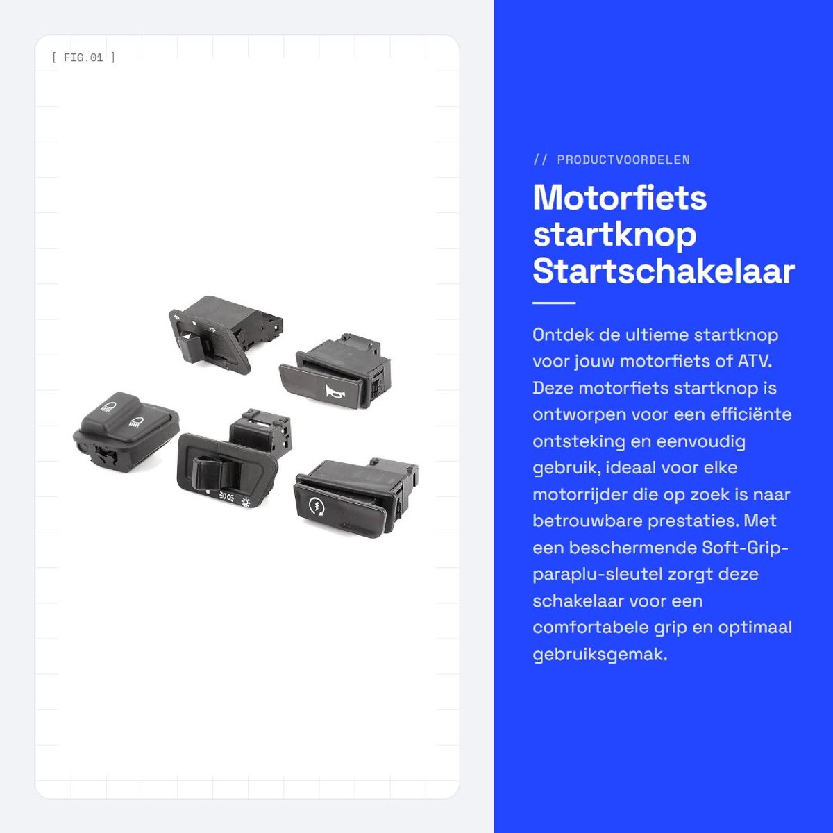 Dailygoods - Motorfiets startknop - Startschakelaar - Eenvoudige installatie - Waterdicht - Voor 12V motoren - Geschikt voor ATV's