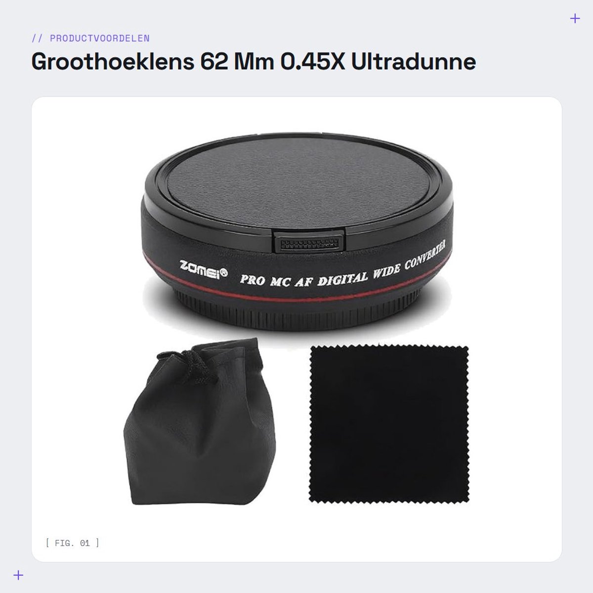 Ultradunne Groothoeklens - Dailygoods- Groothoeklens 62 Mm 0.45x